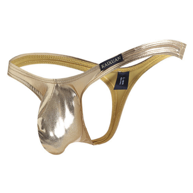 Black Men's Faux-Leather Low-Rise Thong, wholesale, sizes S/M/L/XL — view 5