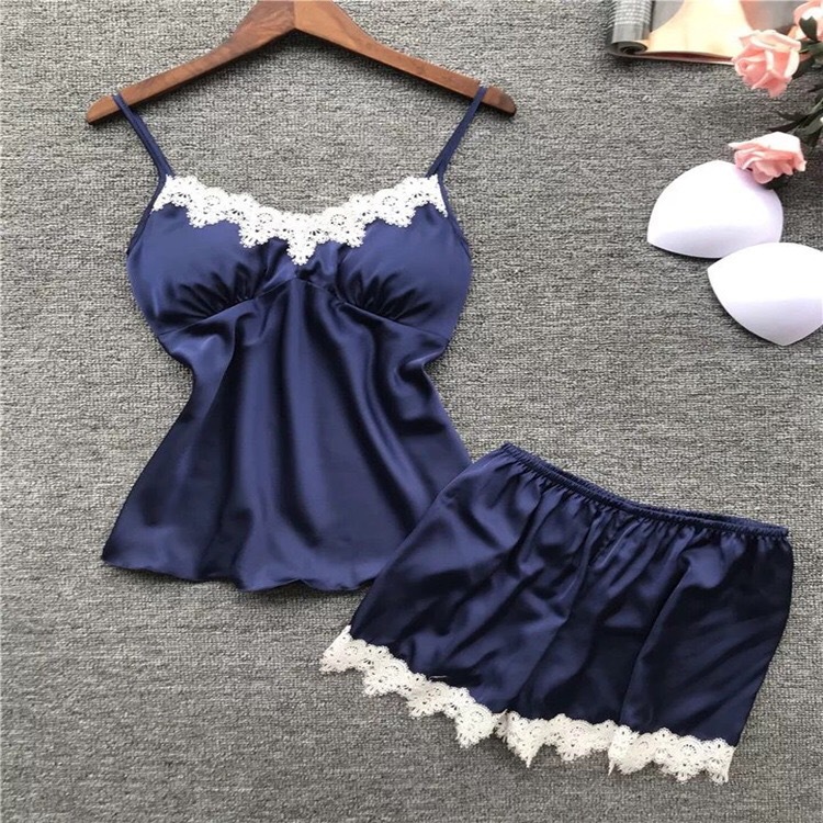 Black Satin Cami and Shorts Loungewear Set, wholesale, sizes S/M/L/XL/XXL — view 10