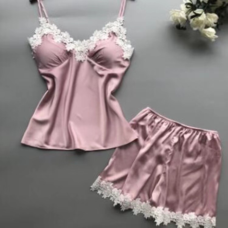 Black Satin Cami and Shorts Loungewear Set, wholesale, sizes S/M/L/XL/XXL — view 5